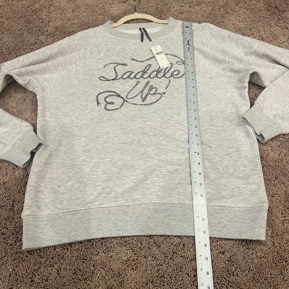 NWT new medium Anthropologie graphic crew neck sweatshirt saddle up gray western - Picture 14 of 17